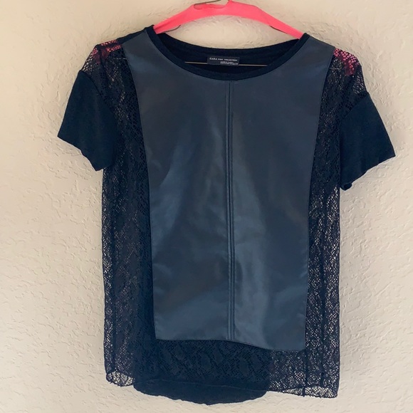 Zara Tops - Zara Leather & Lace Top